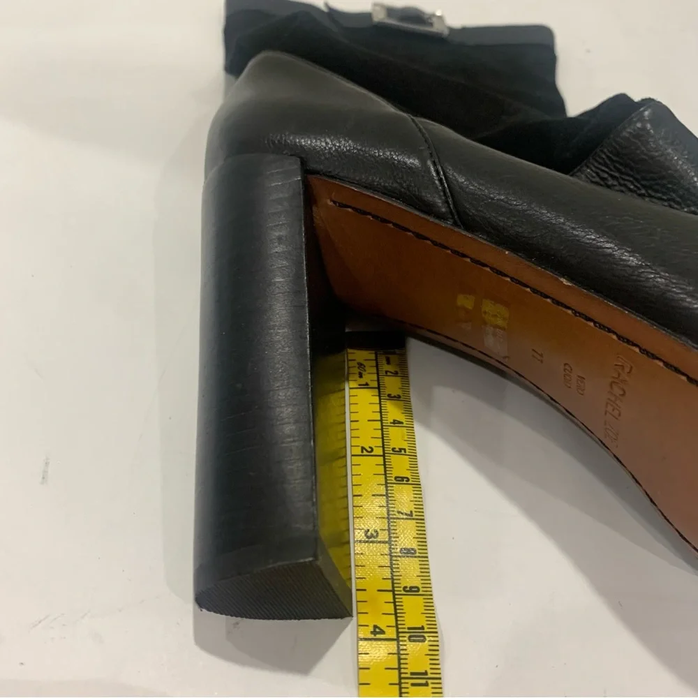 RACHEL ZOE size 11 mid calf height black leather and suede boot buckle detail - Picture 15 of 16
